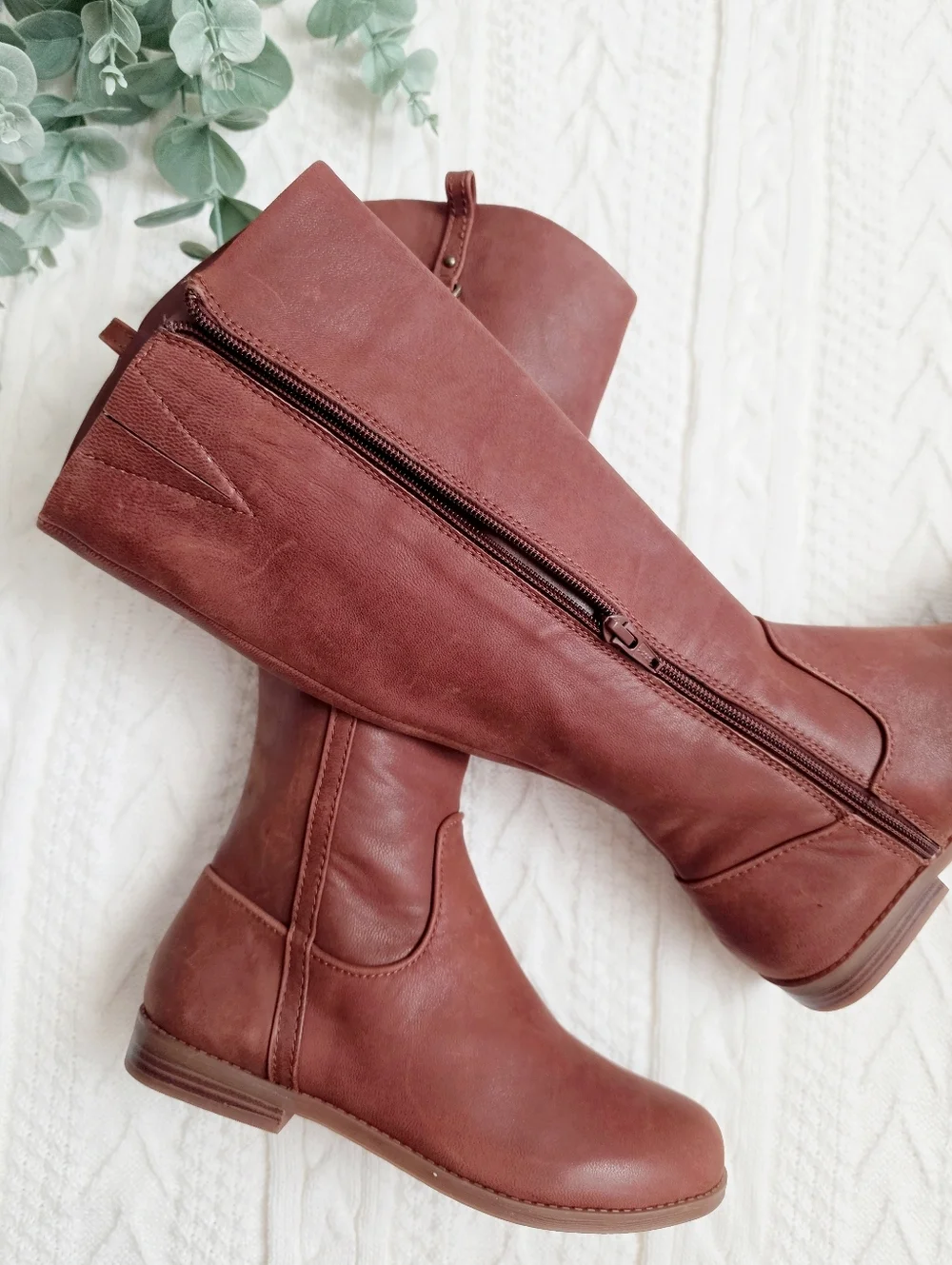 GB Girl Brown Genuine Leather Riding Boots Size 3M